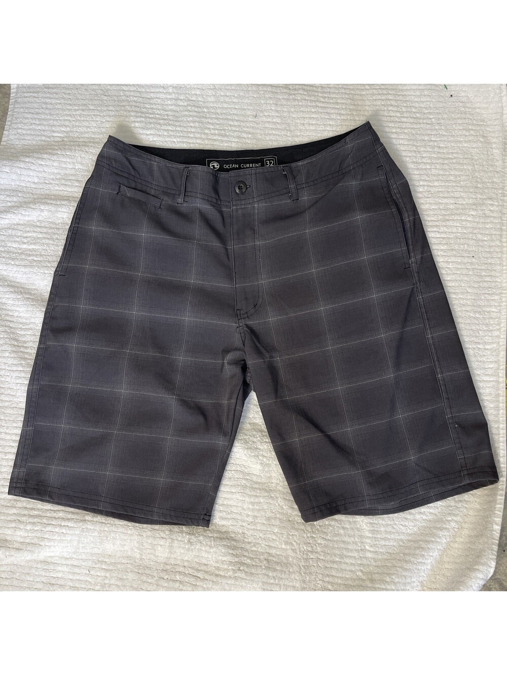 Ocean Current Men’s Charcoal Plaid Active Shorts Swim Shorts 32